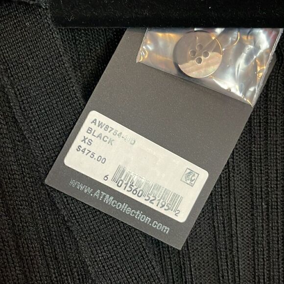 ATM ANTHONY THOMAS MELLILO Polo button Front Black sweater dress NWT. XS - Picture 7 of 9